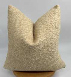Cream Boucle Pillow Cover, Wool Blend Cushion, Boho Home Decor - 20x20