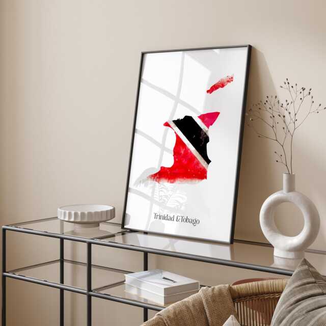 Trinidad & Tobago Watercolour Flag Map Wall Art Print - Travel Poster - image 1