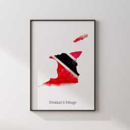 Trinidad & Tobago Watercolour Flag Map Wall Art Print - Travel Poster - thumbnail 3