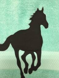 Horse Silhouette Appliqued Bath Towel, Personalized Equestrian Gift - thumbnail 1