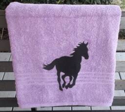 Horse Silhouette Appliqued Bath Towel, Personalized Equestrian Gift - thumbnail 3