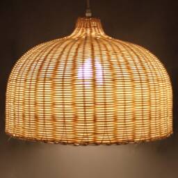 Rattan Pendant Light, Wicker Hanging Lamp, Boho Lighting Fixture - thumbnail 2