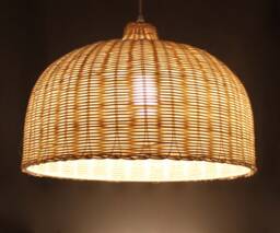 Rattan Pendant Light, Wicker Hanging Lamp, Boho Lighting Fixture - thumbnail 1