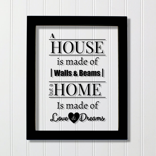 A House Is Made Of Walls & Beams But A Home Love Dreams - Floating Quote Housewarming Wall Hanging Home Sign Plaque Acrylic - image 1