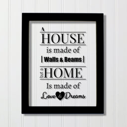 A House Is Made Of Walls & Beams But A Home Love Dreams - Floating Quote Housewarming Wall Hanging Home Sign Plaque Acrylic - thumbnail 1