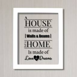 A House Is Made Of Walls & Beams But A Home Love Dreams - Floating Quote Housewarming Wall Hanging Home Sign Plaque Acrylic - thumbnail 2