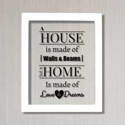 A House Is Made Of Walls & Beams But A Home Love Dreams - Floating Quote Housewarming Wall Hanging Home Sign Plaque Acrylic - thumbnail 2