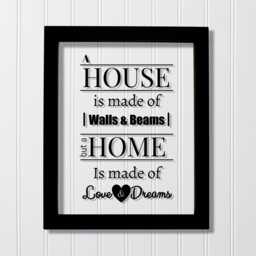 A House Is Made Of Walls & Beams But A Home Love Dreams - Floating Quote Housewarming Wall Hanging Home Sign Plaque Acrylic - thumbnail 1