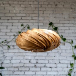Designer Hanging Lamp Made Of Olive Ash Wood. Handmade Wooden From Cologne Studio - thumbnail 2