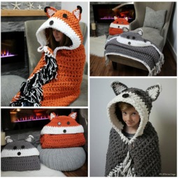 Crochet Pattern Wolf Fox Blanket - Costume Bulky & Quick Crochet Pattern By Mj's Off The Hook Designs - thumbnail 2