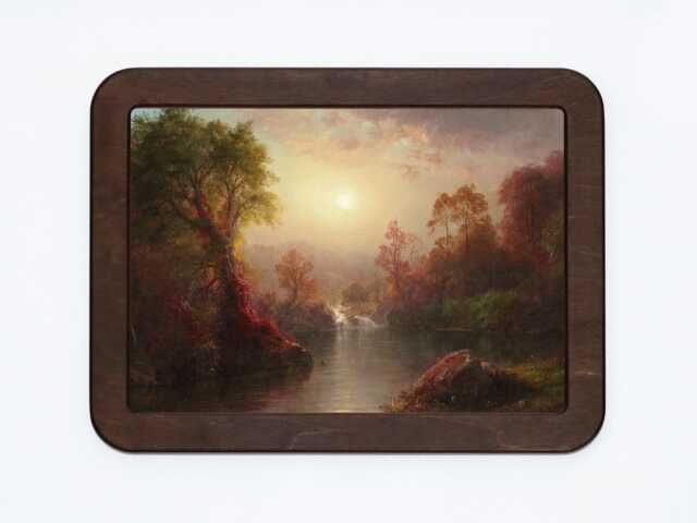 Autumn Frederic Edwin Church Nature River Trees Sun Classic Painting Wooden Framed Art Print