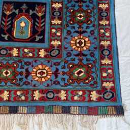 Hand-Knotted Afghan Wool Rug 6.6x4.9 Ft, Traditional Floral Ayni Design - thumbnail 2