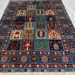 Hand-Knotted Afghan Wool Rug 6.6x4.9 Ft, Traditional Floral Ayni Design - thumbnail 3