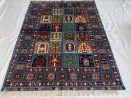 Hand-Knotted Afghan Wool Rug 6.6x4.9 Ft, Traditional Floral Ayni Design
