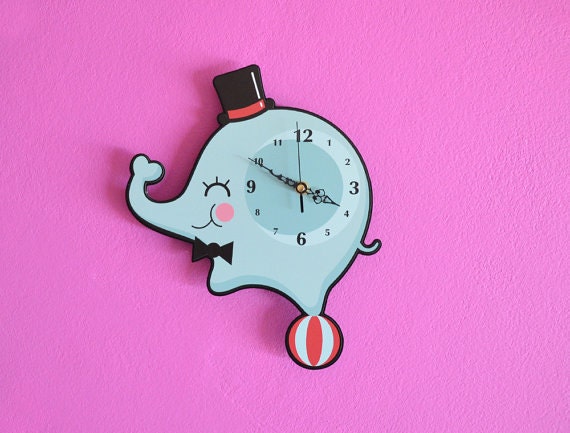Little Circus Elephant Cartoon - Wall Clock - image 1