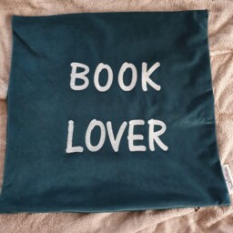 Plush Velvet Pillow With Embroidered Text/Tale Cushion Book Lover - thumbnail 3