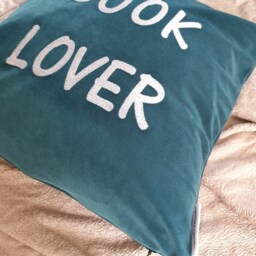 Plush Velvet Pillow With Embroidered Text/Tale Cushion Book Lover - thumbnail 2