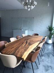 Solid Walnut Live Edge Dining Table Custom Slab, Metal Legs - thumbnail 1