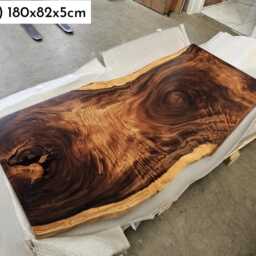 Solid Walnut Live Edge Dining Table Custom Slab, Metal Legs - thumbnail 4