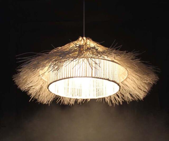 Hand Woven Rattan Pendant Light - Boho Hanging Ceiling Lamp - image 1