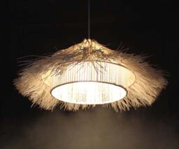 Hand Woven Rattan Pendant Light - Boho Hanging Ceiling Lamp