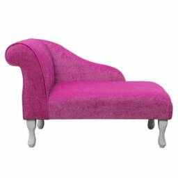 Handmade Mini Chaise Longue Fuchsia Pink Velvet Small Sofa - thumbnail 2