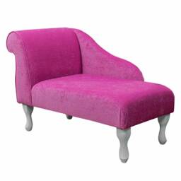 Handmade Mini Chaise Longue Fuchsia Pink Velvet Small Sofa - thumbnail 1