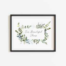 Our Chaos Botanical Print, Watercolour Greenery Wreath Wall Art, Modern - Unframed - thumbnail 2