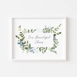 Our Chaos Botanical Print, Watercolour Greenery Wreath Wall Art, Modern - Unframed - thumbnail 1