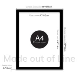 A4 Black Picture Frame, Poster Photo Frame Size, Decor, Certificate With Mount For A5 Print Option - thumbnail 3