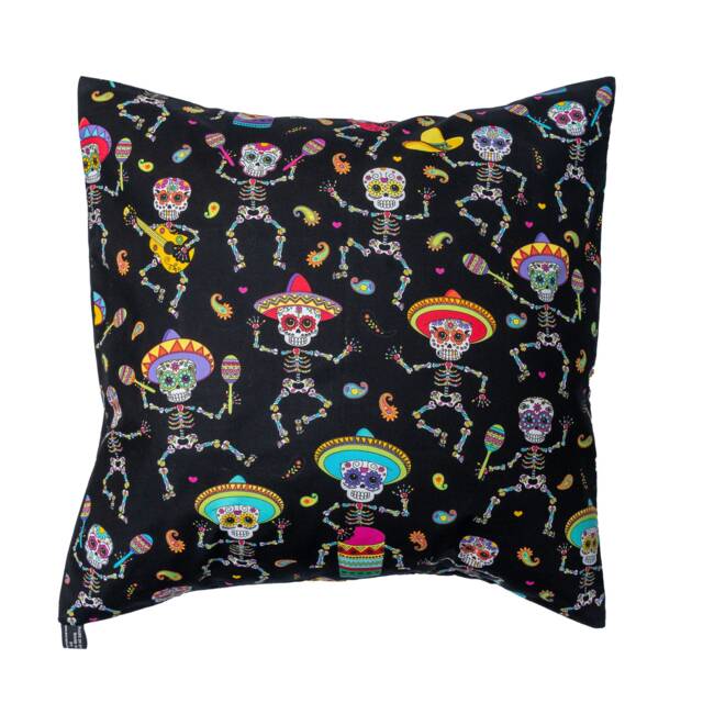 Day Of The Dead Mexican Skeleton Band Designer Cushion Cover Fits An 18 - image 1
