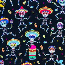 Day Of The Dead Mexican Skeleton Band Designer Cushion Cover Fits An 18 - thumbnail 2