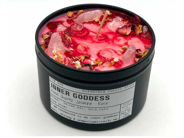 Inner Goddess - Rose Quartz Candle - Vegan Spiritual For Self-Love, Heart Healing & Feminine Energy Christmas Gift - image 1