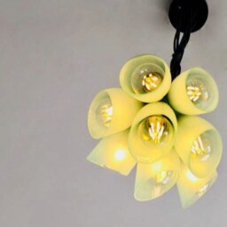 Frosted White Light Fixture - Chandelier Ceiling Lamp Made From Wine Bottles For Home, Bar & Kitchen - thumbnail 2