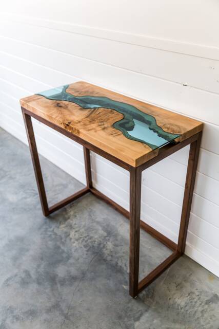 Handmade Big Leaf Maple River Console Table Black Walnut Base - image 1