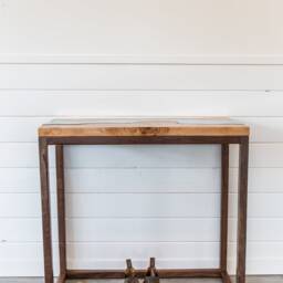 Handmade Big Leaf Maple River Console Table Black Walnut Base - thumbnail 2