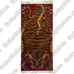 Tibetan Tiger Rug/Carpet Stripe Orange Skin Pelt Nepal Tibet Nepali Meditation - thumbnail 3