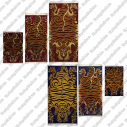 Tibetan Tiger Rug/Carpet Stripe Orange Skin Pelt Nepal Tibet Nepali Meditation - thumbnail 2