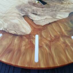 Custom Resin & Olive Wood Wall Clock Live Edge Rustic Home Decor - thumbnail 4