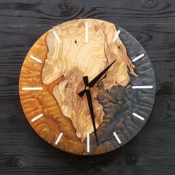 Custom Resin & Olive Wood Wall Clock Live Edge Rustic Home Decor - thumbnail 2