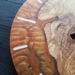 Custom Resin & Olive Wood Wall Clock Live Edge Rustic Home Decor - thumbnail 3