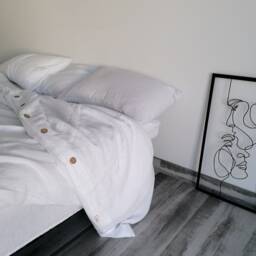 White Hemp Duvet Cover, Coconut Wood Buttons, Queen King Bedding - thumbnail 2