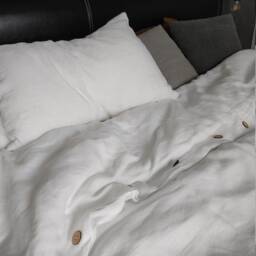 White Hemp Duvet Cover, Coconut Wood Buttons, Queen King Bedding - thumbnail 4