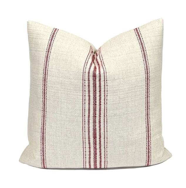 Red Grain Stripe Pillow Cover French Country Farmhouse Cushion - image 1