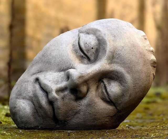 Concrete Modern Face Statue Massive Sculpture Abstract Minimalist Head Figurine Cement Human Bust Ornament Garden Decoration Gift Art - image 1