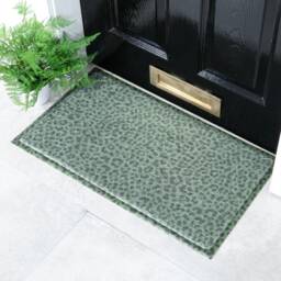 Green Leopard Doormat - Print Cheetah Outdoor Rug PVC Mat Front Door Decorative Housewarming Gift - thumbnail 1