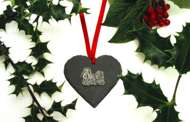 Shih Tzu Design Slate Heart - Hanging Ornament Decoration Christmas 2026 Dog Gift - image 1