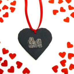 Shih Tzu Design Slate Heart - Hanging Ornament Decoration Christmas 2026 Dog Gift - thumbnail 2