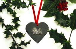 Shih Tzu Design Slate Heart - Hanging Ornament Decoration Christmas 2026 Dog Gift - thumbnail 1