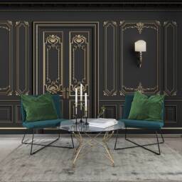 3D Molding Wallpaper Mural, Black Wall Art, Peel & Stick - thumbnail 3